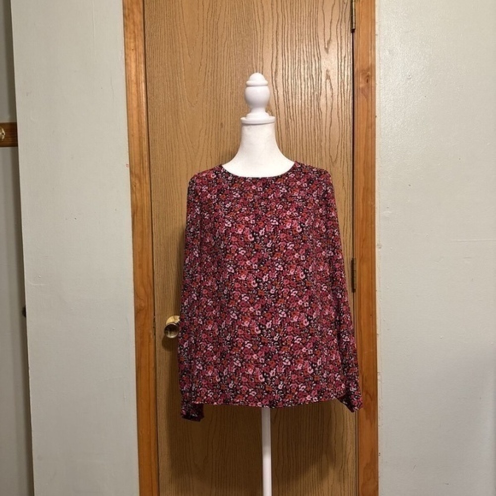 J. Crew Factory Small Multi-Color w/Floral Print Long Sleeve Blouse - EUC